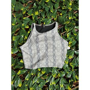 Onzie Gray Snakeskin High Neck Crop Top Size Small